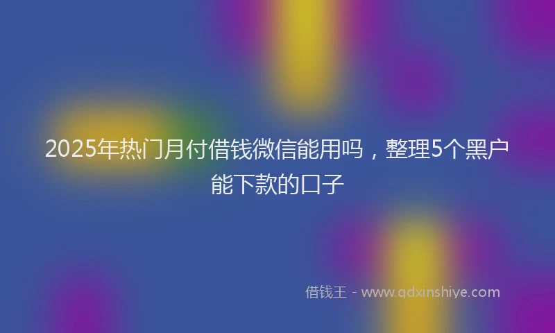 2025年热门月付借钱微信能用吗，整理5个黑户能下款的口子