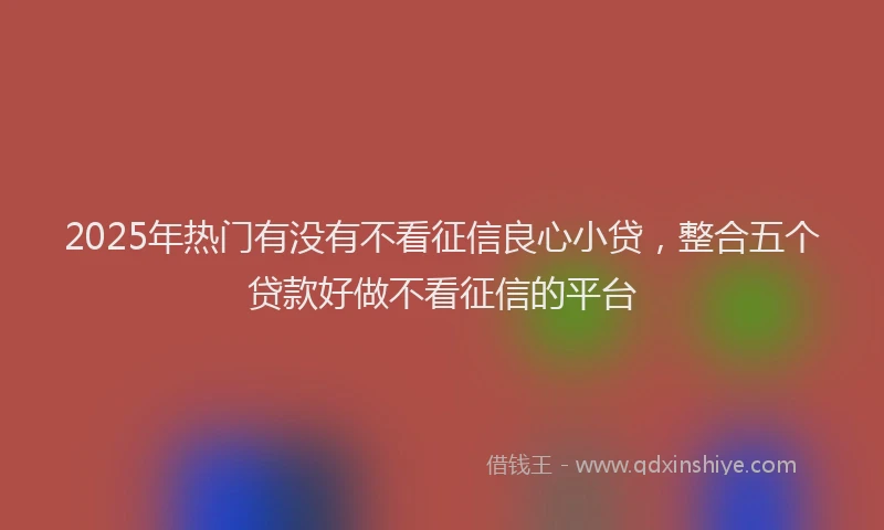 2025年热门有没有不看征信良心小贷，整合五个贷款好做不看征信的平台