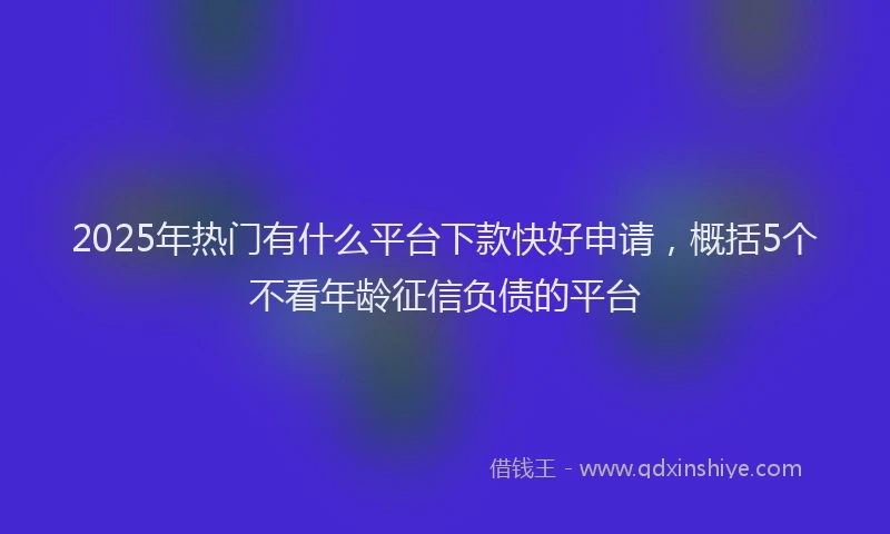 2025年热门有什么平台下款快好申请，概括5个不看年龄征信负债的平台