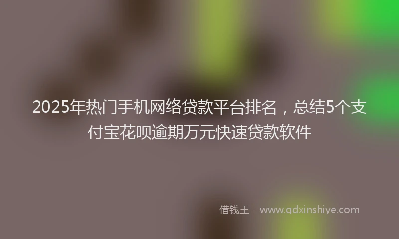 2025年热门手机网络贷款平台排名，总结5个支付宝花呗逾期万元快速贷款软件