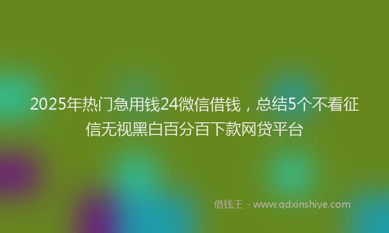 2025年热门急用钱24微信借钱，总结5个不看征信无视黑白百分百下款网贷平台