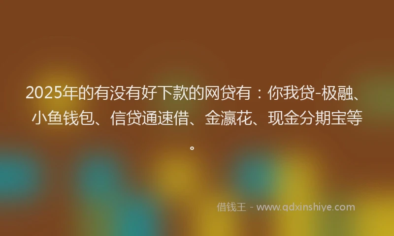 2025年的有没有好下款的网贷有：你我贷-极融、小鱼钱包、信贷通速借、金瀛花、现金分期宝等。
