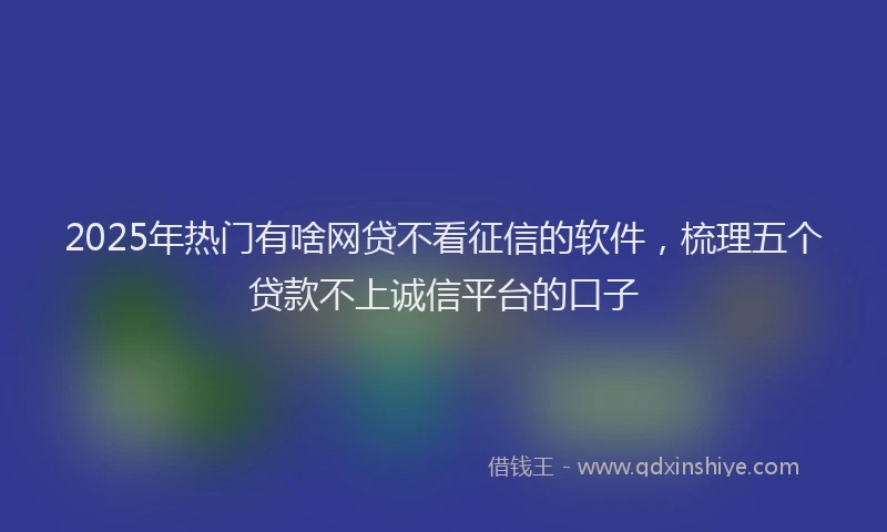 2025年热门有啥网贷不看征信的软件，梳理五个贷款不上诚信平台的口子