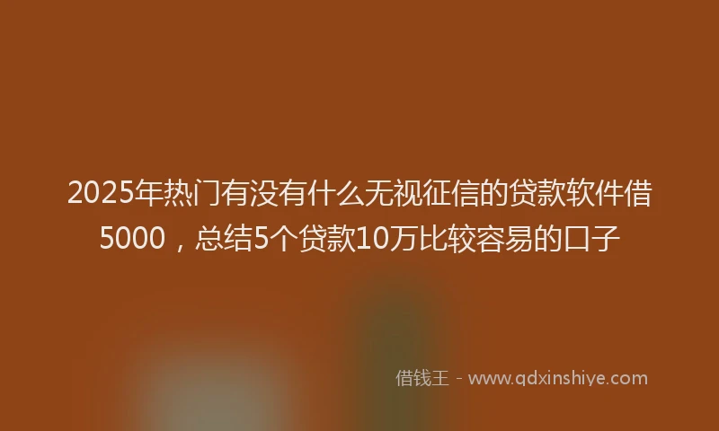 2025年热门有没有什么无视征信的贷款软件借5000，总结5个贷款10万比较容易的口子