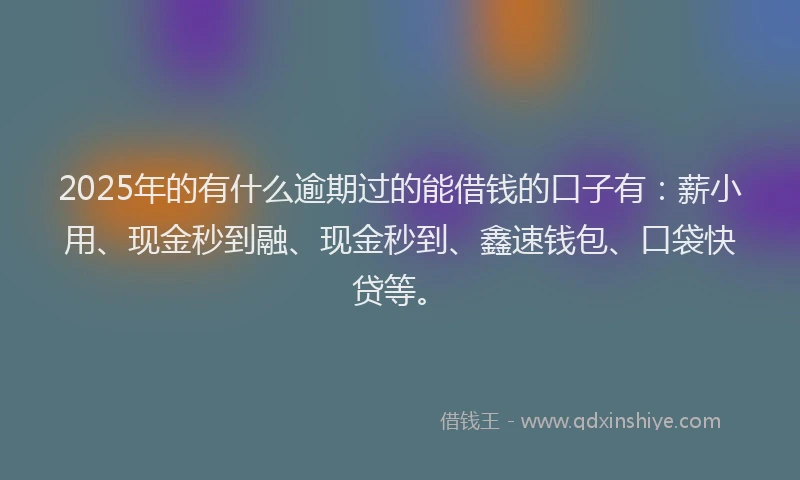 2025年的有什么逾期过的能借钱的口子有：薪小用、现金秒到融、现金秒到、鑫速钱包、口袋快贷等。