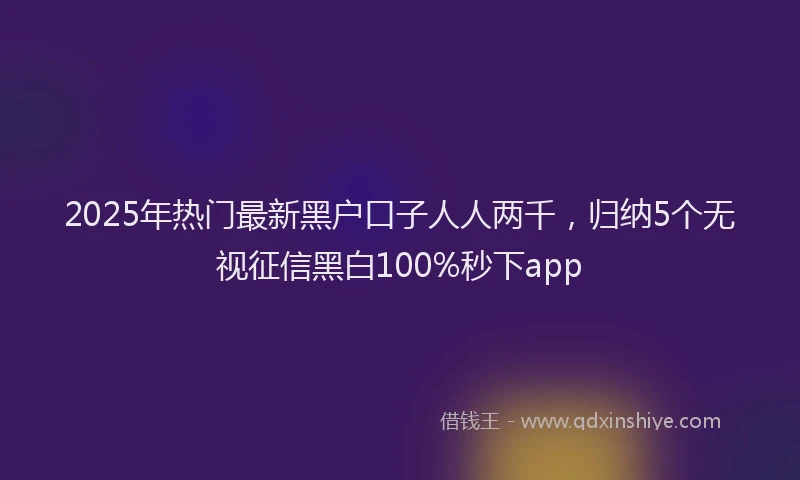 2025年热门最新黑户口子人人两千，归纳5个无视征信黑白100%秒下app