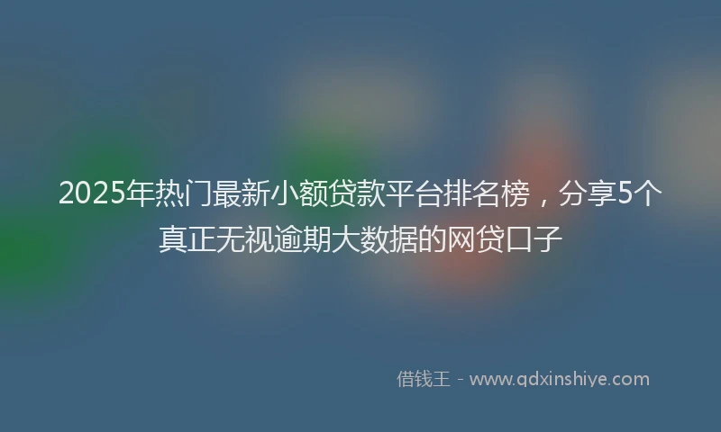 2025年热门最新小额贷款平台排名榜，分享5个真正无视逾期大数据的网贷口子