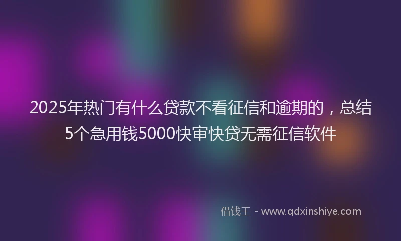2025年热门有什么贷款不看征信和逾期的，总结5个急用钱5000快审快贷无需征信软件