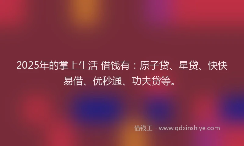 2025年的掌上生活 借钱有：原子贷、星贷、快快易借、优秒通、功夫贷等。