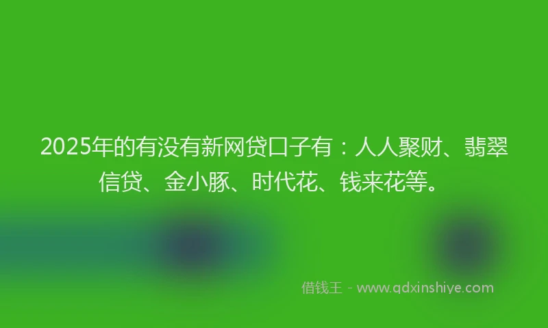 2025年的有没有新网贷口子有：人人聚财、翡翠信贷、金小豚、时代花、钱来花等。