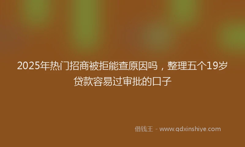 2025年热门招商被拒能查原因吗，整理五个19岁贷款容易过审批的口子