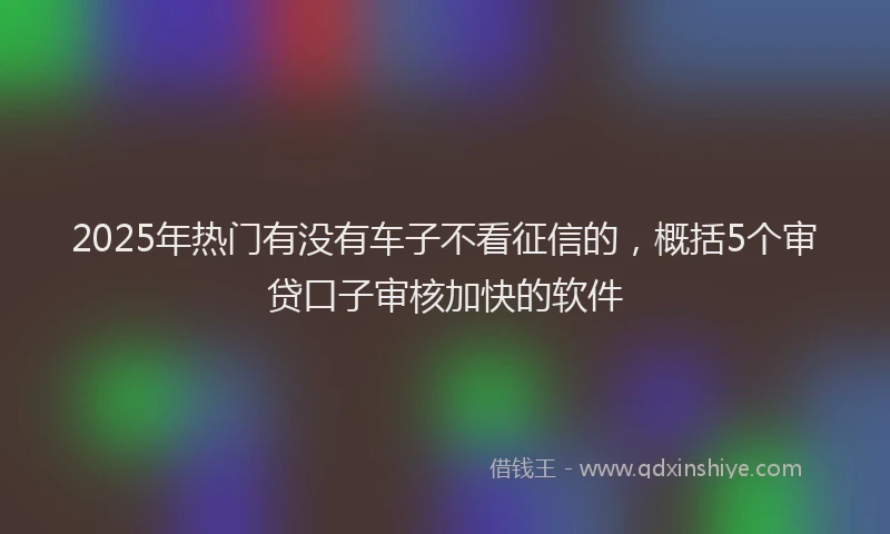2025年热门有没有车子不看征信的，概括5个审贷口子审核加快的软件