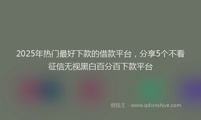 2025年热门最好下款的借款平台，分享5个不看征信无视黑白百分百下款平台