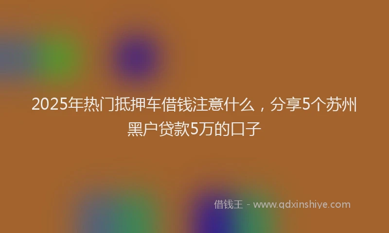 2025年热门抵押车借钱注意什么，分享5个苏州黑户贷款5万的口子