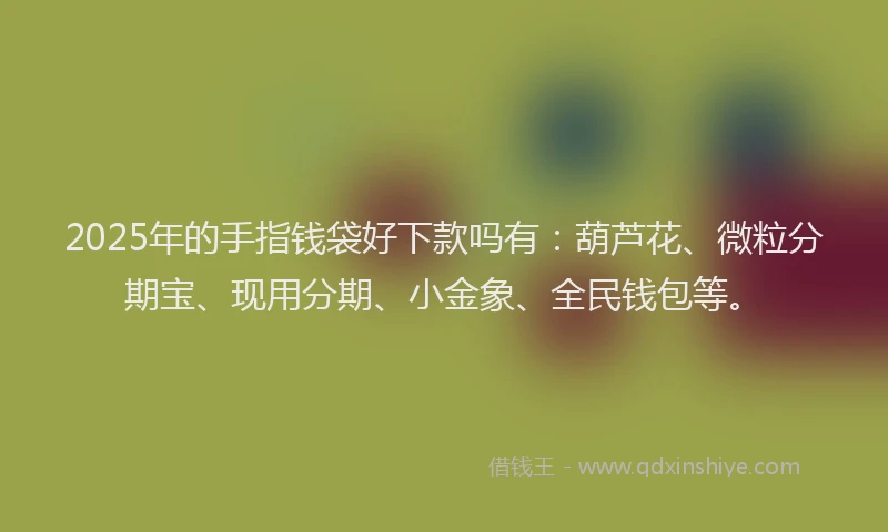 2025年的手指钱袋好下款吗有：葫芦花、微粒分期宝、现用分期、小金象、全民钱包等。