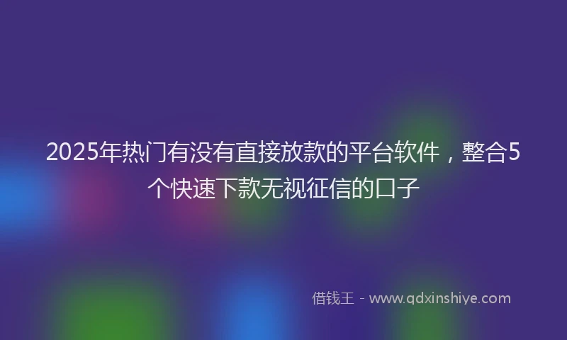 2025年热门有没有直接放款的平台软件，整合5个快速下款无视征信的口子