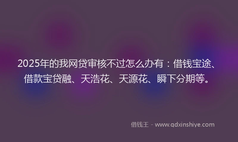 2025年的我网贷审核不过怎么办有：借钱宝途、借款宝贷融、天浩花、天源花、瞬下分期等。