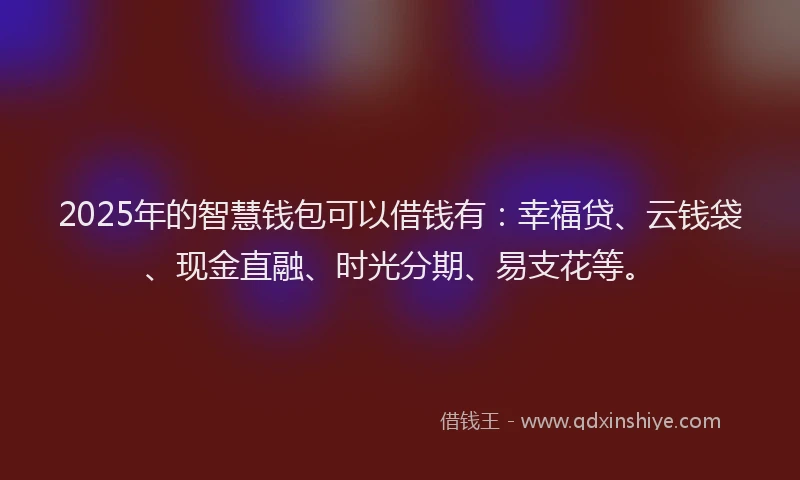 2025年的智慧钱包可以借钱有：幸福贷、云钱袋、现金直融、时光分期、易支花等。