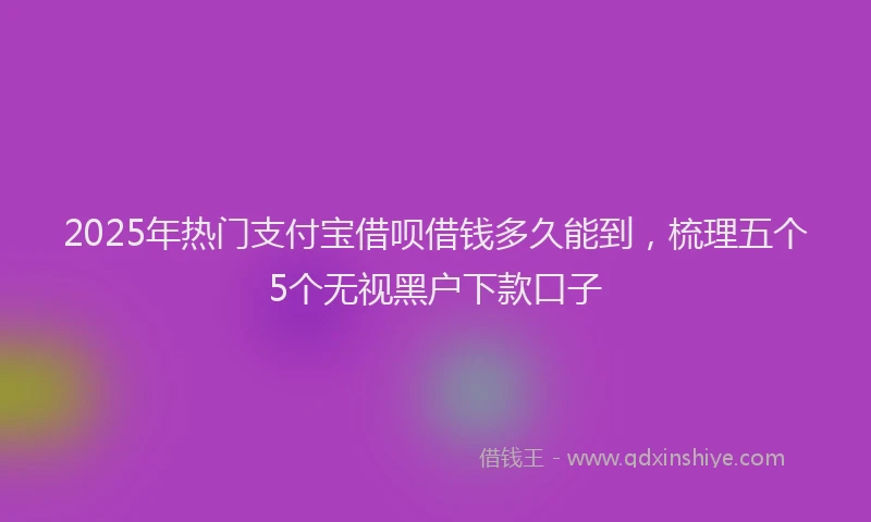 2025年热门支付宝借呗借钱多久能到，梳理五个5个无视黑户下款口子