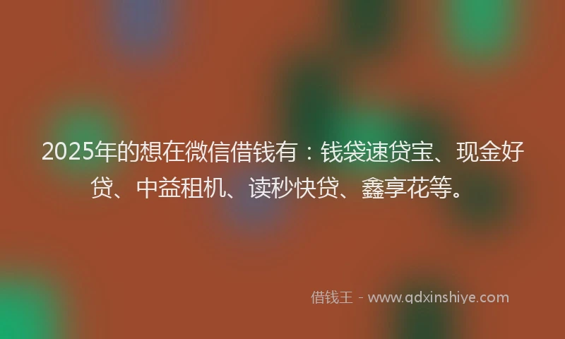 2025年的想在微信借钱有：钱袋速贷宝、现金好贷、中益租机、读秒快贷、鑫享花等。
