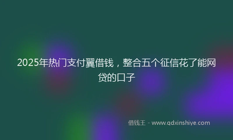 2025年热门支付翼借钱，整合五个征信花了能网贷的口子