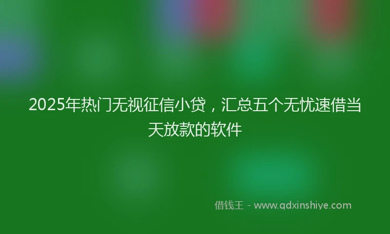 2025年热门无视征信小贷，汇总五个无忧速借当天放款的软件