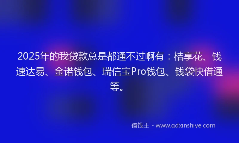 2025年的我贷款总是都通不过啊有：桔享花、钱速达易、金诺钱包、瑞信宝Pro钱包、钱袋快借通等。