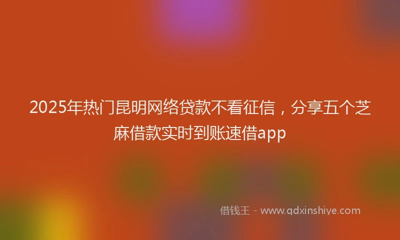 2025年热门昆明网络贷款不看征信，分享五个芝麻借款实时到账速借app