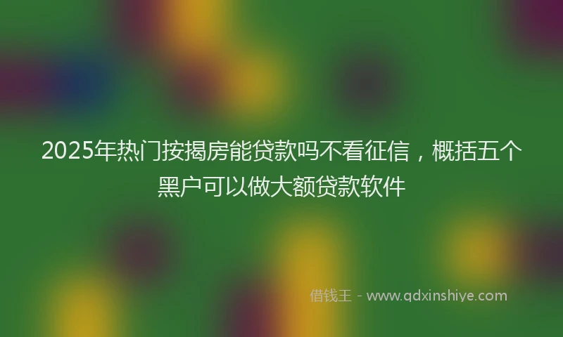 2025年热门按揭房能贷款吗不看征信，概括五个黑户可以做大额贷款软件