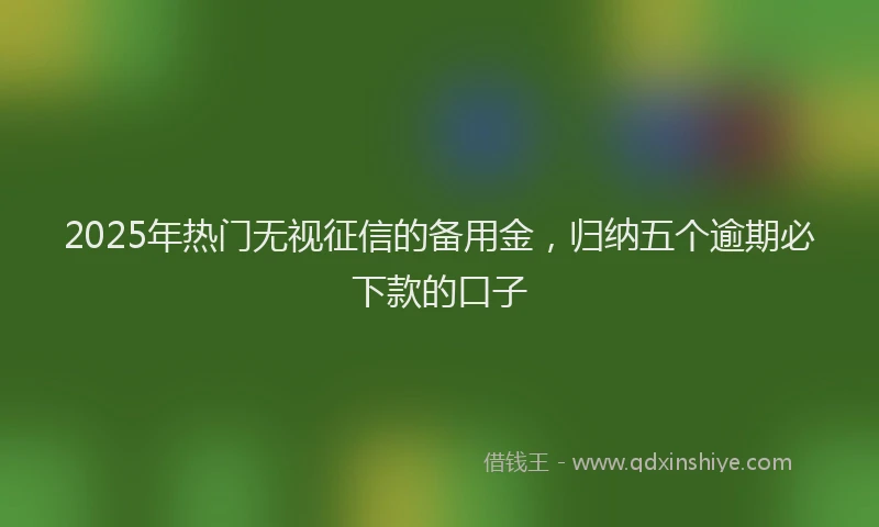 2025年热门无视征信的备用金，归纳五个逾期必下款的口子
