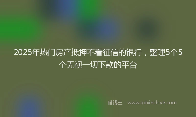 2025年热门房产抵押不看征信的银行，整理5个5个无视一切下款的平台