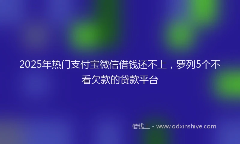 2025年热门支付宝微信借钱还不上，罗列5个不看欠款的贷款平台