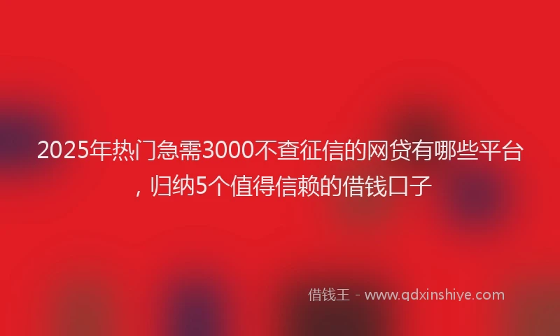 2025年热门急需3000不查征信的网贷有哪些平台，归纳5个值得信赖的借钱口子