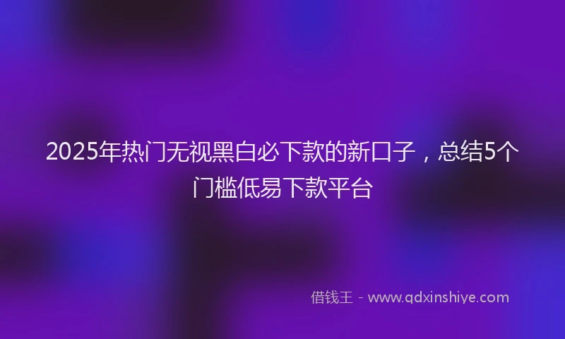 2025年热门无视黑白必下款的新口子，总结5个门槛低易下款平台