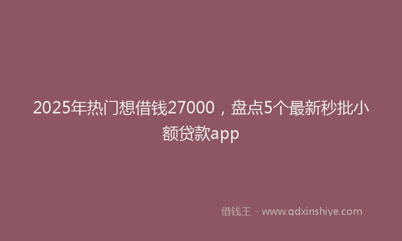 2025年热门想借钱27000，盘点5个最新秒批小额贷款app