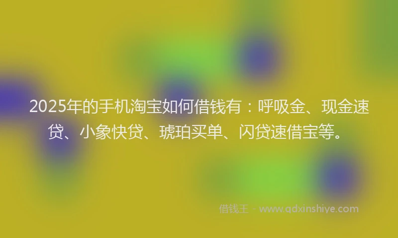2025年的手机淘宝如何借钱有：呼吸金、现金速贷、小象快贷、琥珀买单、闪贷速借宝等。