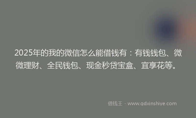 2025年的我的微信怎么能借钱有：有钱钱包、微微理财、全民钱包、现金秒贷宝盒、宜享花等。