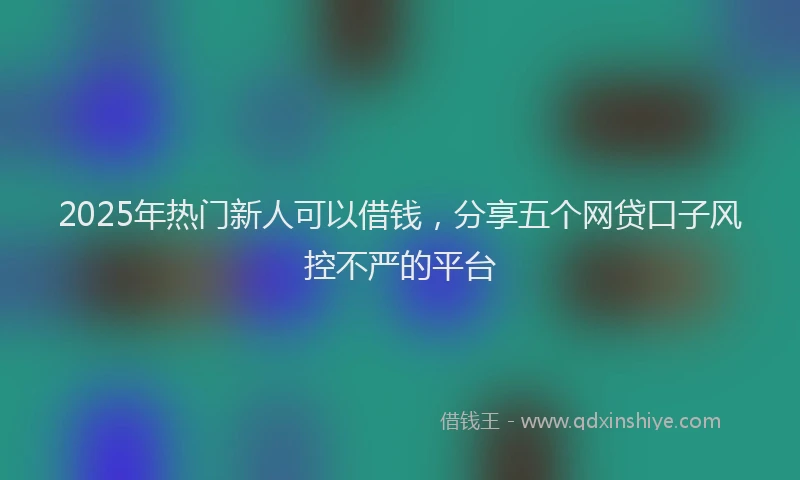 2025年热门新人可以借钱，分享五个网贷口子风控不严的平台