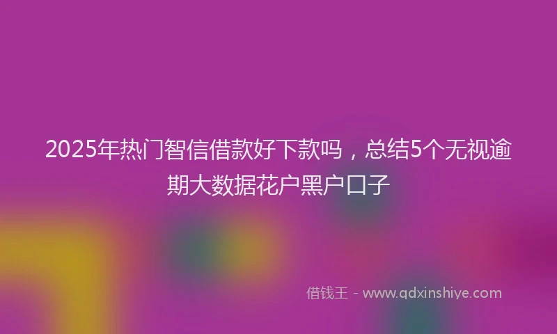 2025年热门智信借款好下款吗，总结5个无视逾期大数据花户黑户口子