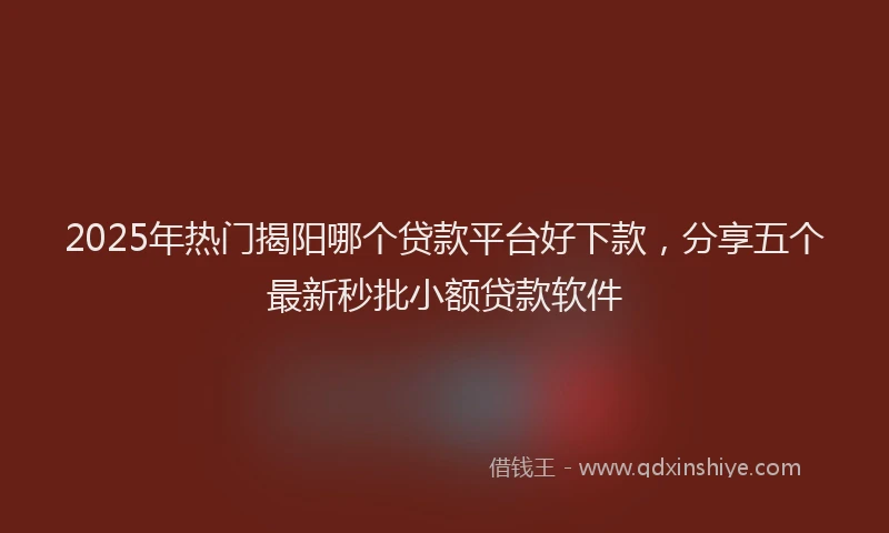 2025年热门揭阳哪个贷款平台好下款，分享五个最新秒批小额贷款软件