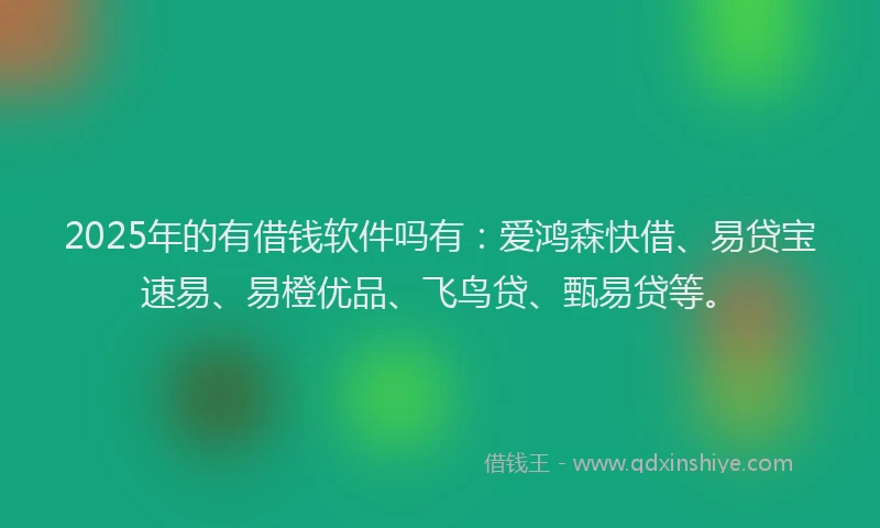 2025年的有借钱软件吗有：爱鸿森快借、易贷宝速易、易橙优品、飞鸟贷、甄易贷等。