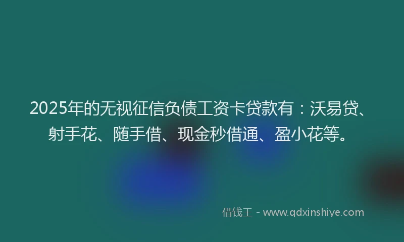 2025年的无视征信负债工资卡贷款有：沃易贷、射手花、随手借、现金秒借通、盈小花等。