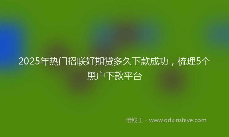 2025年热门招联好期贷多久下款成功，梳理5个黑户下款平台
