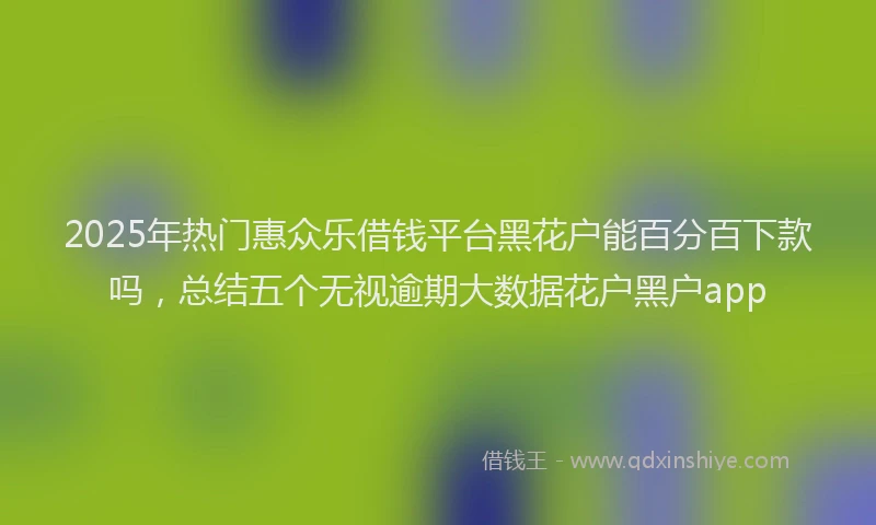2025年热门惠众乐借钱平台黑花户能百分百下款吗，总结五个无视逾期大数据花户黑户app