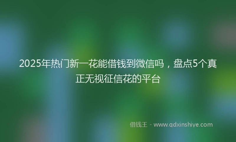 2025年热门新一花能借钱到微信吗，盘点5个真正无视征信花的平台