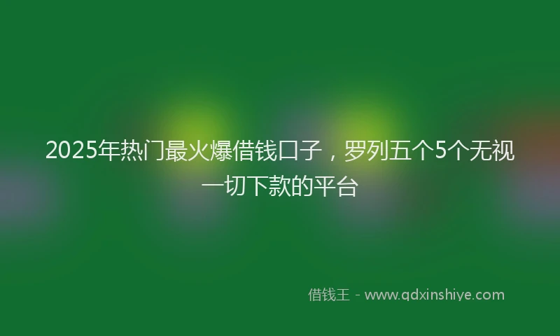2025年热门最火爆借钱口子，罗列五个5个无视一切下款的平台