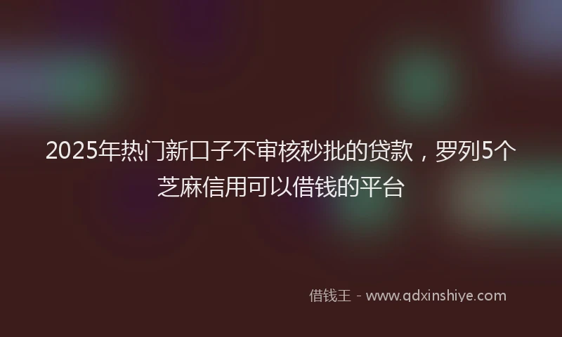 2025年热门新口子不审核秒批的贷款，罗列5个芝麻信用可以借钱的平台