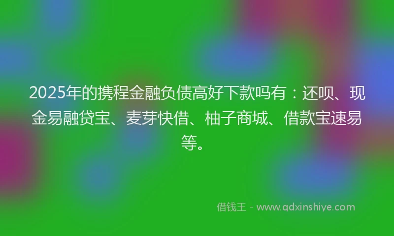 2025年的携程金融负债高好下款吗有：还呗、现金易融贷宝、麦芽快借、柚子商城、借款宝速易等。