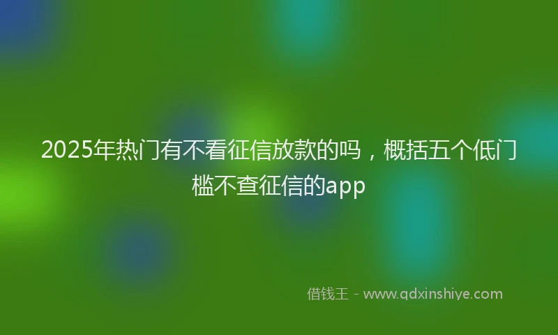 2025年热门有不看征信放款的吗，概括五个低门槛不查征信的app