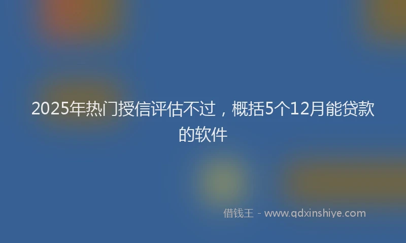 2025年热门授信评估不过，概括5个12月能贷款的软件